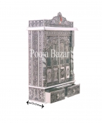 Home Pooja Wooden Mandir with White Oxidized Plated Puja Temple-25 Doors